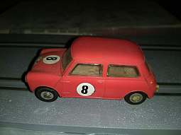 Slotcars66 Mini Cooper 1/32nd scale red #8 slot car by Airfix (from MR205 set   